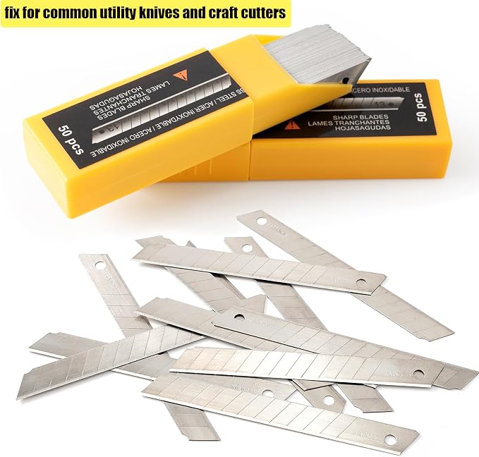 9mm Utility Knife Replacement Blades, Snap Off Blades for 9MM Universal Art Knife,Stainless Steel Blades Use in Office, Home, Arts, Crafts - 100PCS