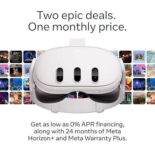 Meta Quest 3 512GB, one Low Monthly Price, 24 Months of Games and Extended Protection, Ultimate Virtual Reality Experience