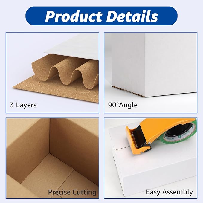 CRUGLA Assorted Sizes Shipping Boxes 30 Pack (11x6x6, 10x7x5, 9x6x4), White Corrugated Cardboard Mailers, Each 10 PCS Small Boxes for Small Business Packaging, Shipping & Storage