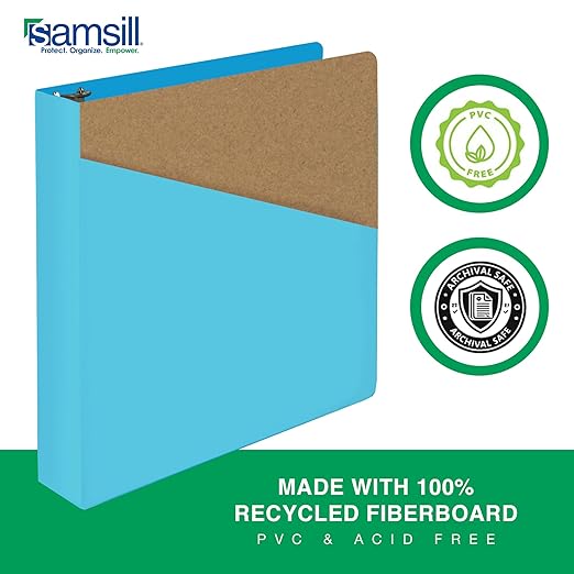 Samsill Durable 1.5 Inch Binder, D Ring Binder, Customizable Clear View Cover, Sky Blue, Holds 350 Pages
