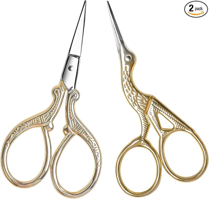 AQUEENLY Embroidery Scissors Stainless Steel Sharp Stork Scissors for Sewing Crafting