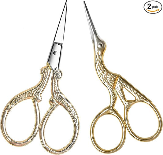 AQUEENLY Embroidery Scissors Stainless Steel Sharp Stork Scissors for Sewing Crafting