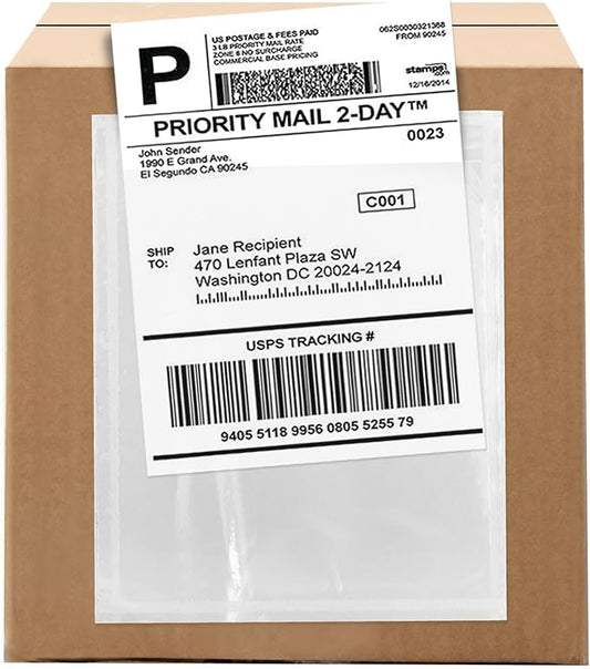 1000 Count 4.5" x 6" Shipping Label Envelopes, Clear Packing List Pouches with Self-Adhesive Back, Top Loading for Shipping Labels Sleeves, for Packing Slips, Labels Invoices & Paperwork. GPI