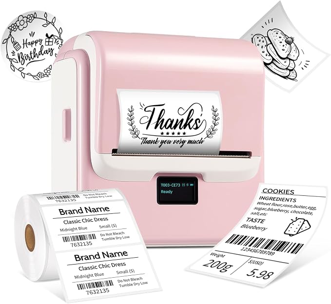 ORGSTA Label Maker Machine with Tape, 3 Inch Bluetooth Label Printer T003 | Compatible with Phone & PC, Sticker Printer for Small Business, Home, School, Thermal Barcode Printer with Multiple Templates