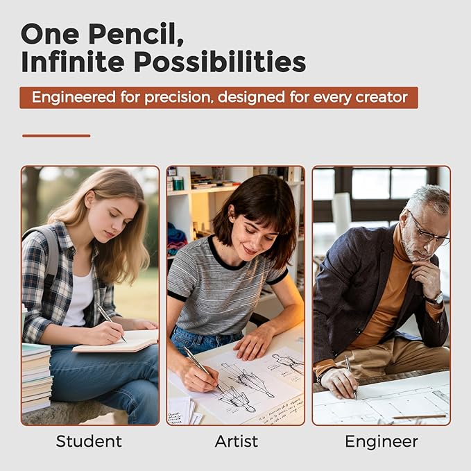 Nicpro 6PCS Art Mechanical Pencil Set, 3PCS Metal Drawing Pencil 0.5 mm & 0.7 mm & 0.9 mm & 3PCS 2mm Graphite Lead Pencil (4B 2B HB 2H) For Student Artist Writing, Sketching Drafting
