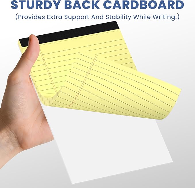 6pcs Small Note Pads, Yellow Notepads 5x8 College Ruled Notebook, Writing Pads 5 x 8, Legal Pads, Pad Paper Perforate Notebooks for Work, Message, School, Office Supplies,30 Sheets/Pack