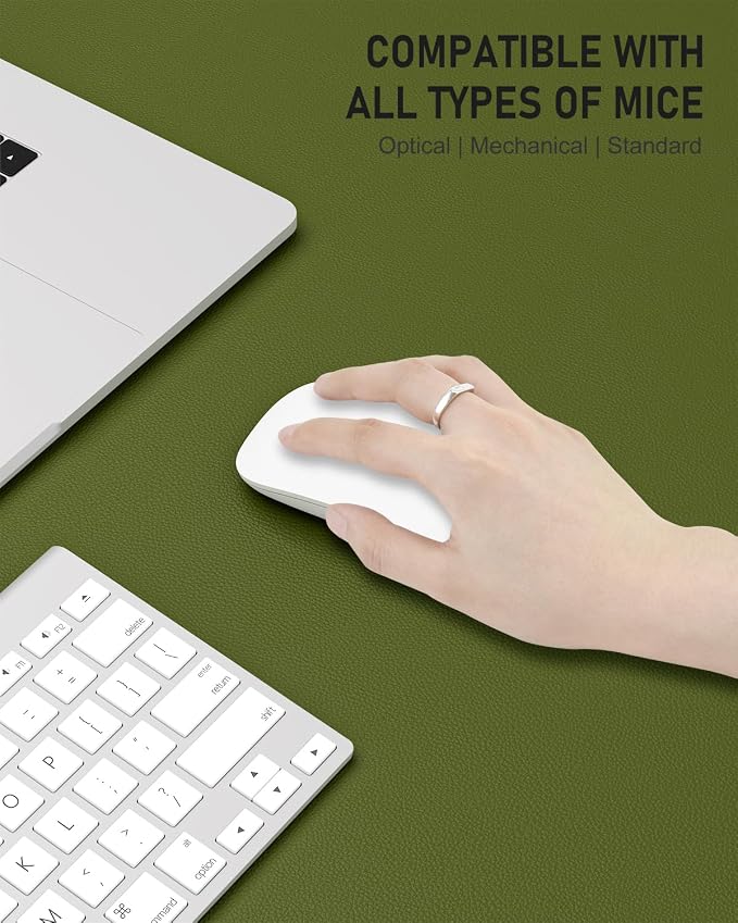 Desk Pad, 35.5" x 17" PU Leather Non-Slip Desk Mat Large Mouse Pad for Desktop, Waterproof Laptop Computer Writing Mat for Office, Home, Work, Gaming, Grass Green