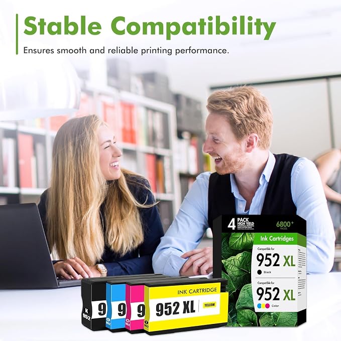 952 952XL Ink Cartridges Combo Pack for HP Printers OfficeJet 8710 4-Pack | Compatible for HP952 XL 952XL Black and 952 Color Combo Pack for HP OfficeJet Pro 8710 7740 8715 8720 8210 8703 8702 Printer
