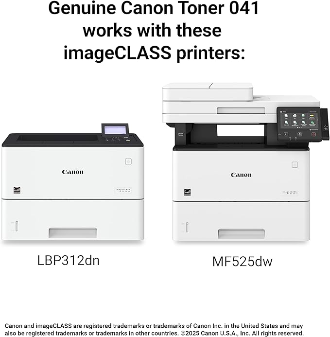 Canon Genuine 041 Black Toner Cartridge Compatible with LBP312dn, MF525dw