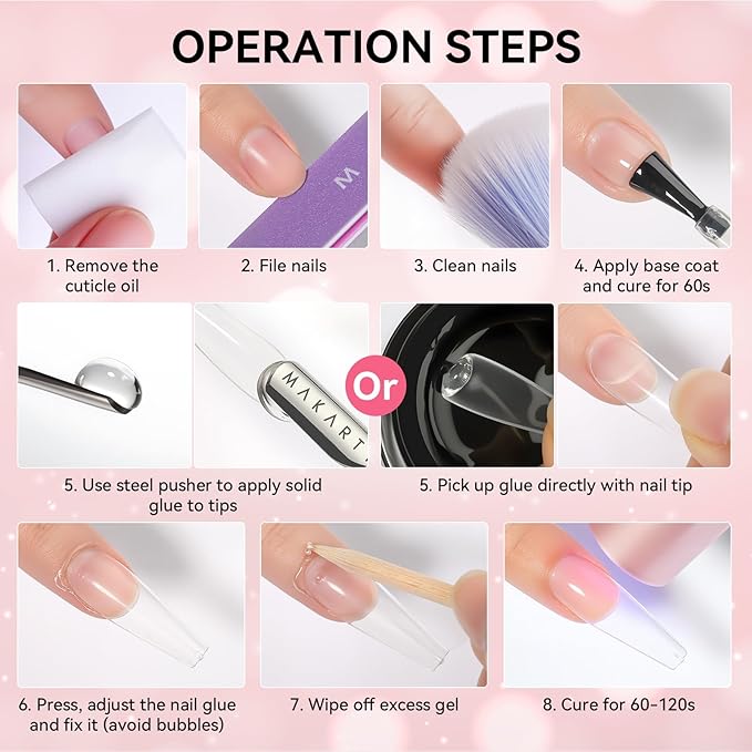 Makartt Solid Nail Glue Gel for Press on Nails: Strong Gel Nail Glue for Fake Nails, Long Lasting Clear Hard 3D Sculpting Gels for DIY Home and Salon Use 15ML UV Light Cured