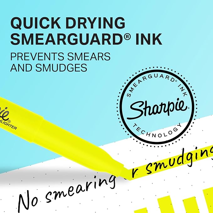 Sharpie Pocket Style Highlighters, Chisel Tip, Fluorescent Yellow, Box of 12