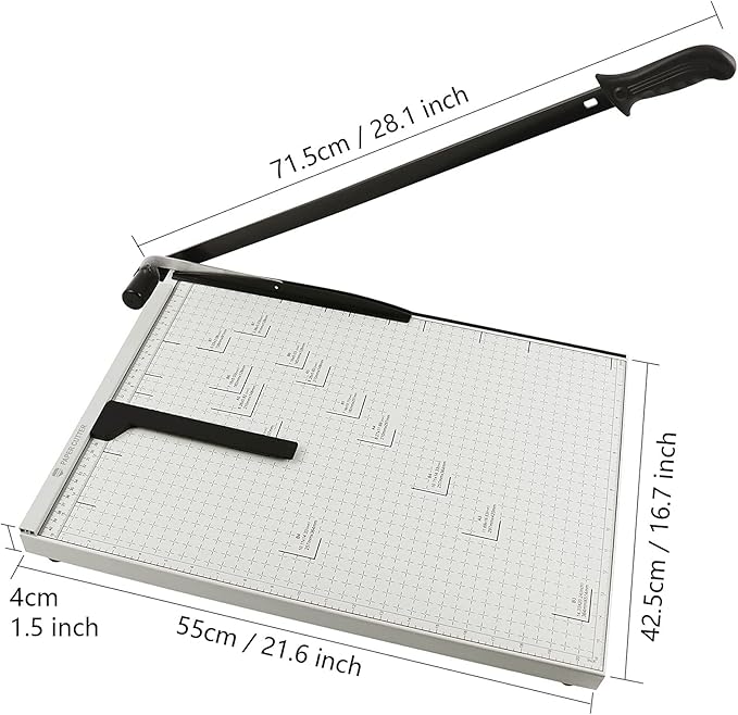 ZEQUAN B3 Guillotine Paper Cutter, 21 Inch Heavy Duty Stack Paper Trimmer with Safety Blade Lock & Guard Rail, 10-Sheet Capacity Metal Base for Home Office School