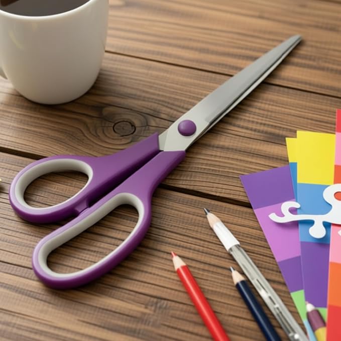 Purple Scissors for Office School Home Craft Sewing Fabric, All Purpose Scissors 8 Inch (1 Pack)