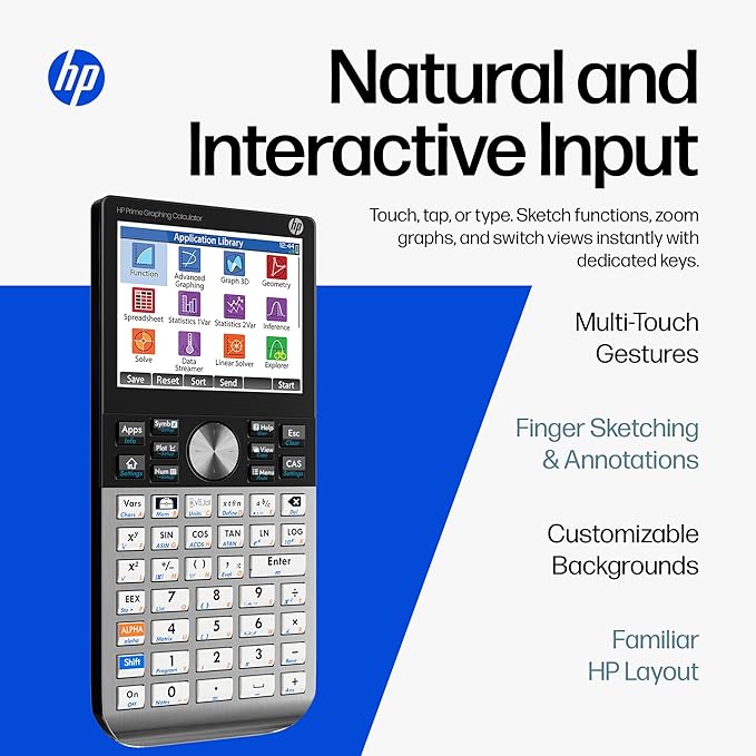 HP Prime G2 Graphing Calculator – Multi-Touch 3.5" Color Display CAS Exam Approved SAT/AP/IB Scientific Calculator for School, Highschool, College Students – Programmable, 256MB, Includes Case + Cloth