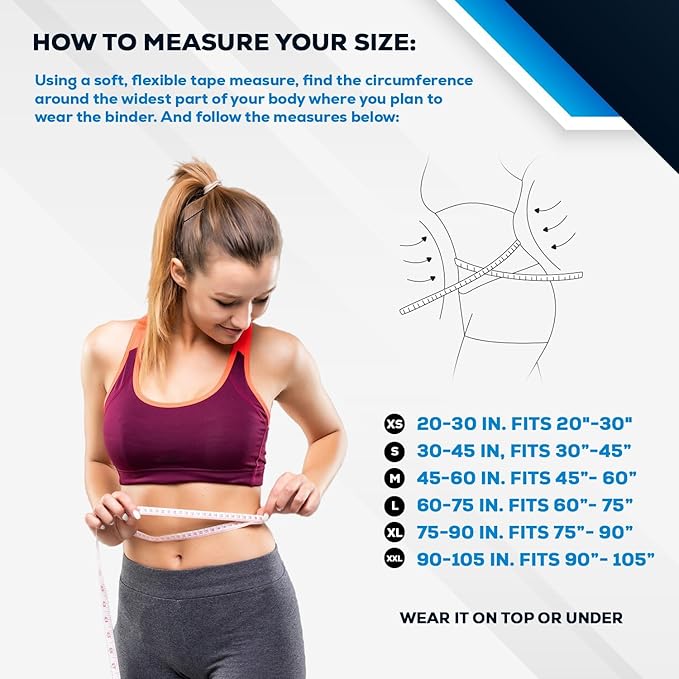NYOrtho Abdominal Binder 9" 3-Panel - Unisex Post-Surgery Compression Support Belt for Men and Women - Abdominal Wrap for Hernia, Back Pain, Muscle Strain - Latex-Free - Made in USA (60"-75")