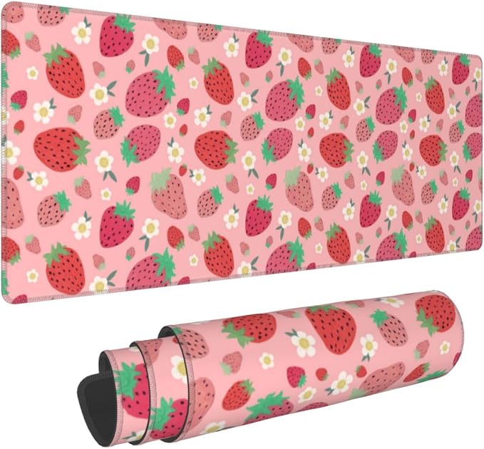 Strawberry Mouse Pad XL Large Mousepad Non Slip Rubber Base Desk Mat for Laptop Computer Gaming 31.5" X 12"