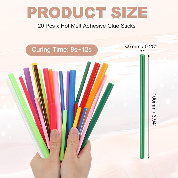PATIKIL Hot Glue Sticks for Glue Gun, 20 Pcs Colored Hot Melt Adhesive Glue Sticks Bulk for DIY Projects Craft Art Decoration Home Repairs, Dark Green (3.9" x 0.28")