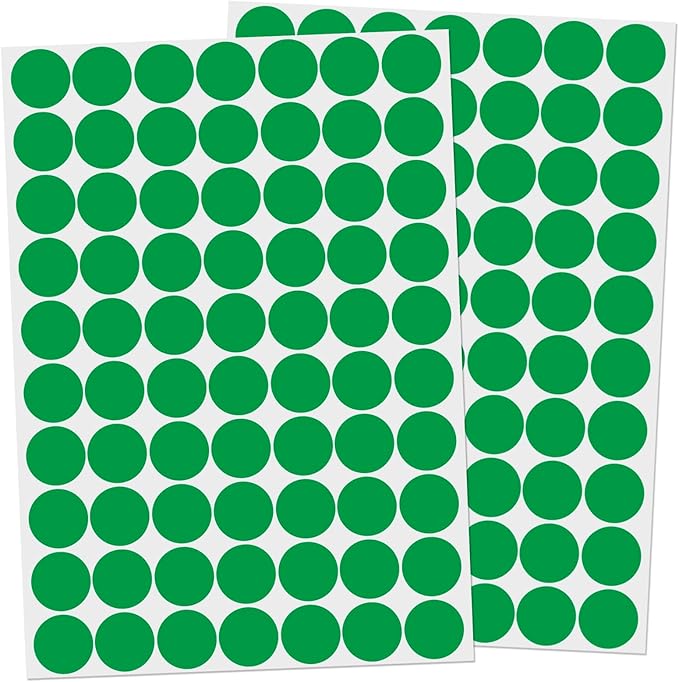 1400 Pcs Green Dot Stickers 3/4" Round Color Coding Label Circle Stickers Colored Dots for Office,Classroom,Papers