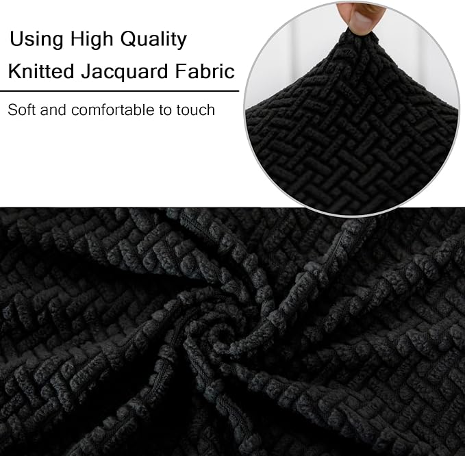 MIFXIN Office Chair Cover Stretch Elastic Slipcovers 2 Piece Jacquard Computer Chair Backrest Cover & Seat Cover Furniture Protector for Home Office, Only Covers, NO Chair (Black)