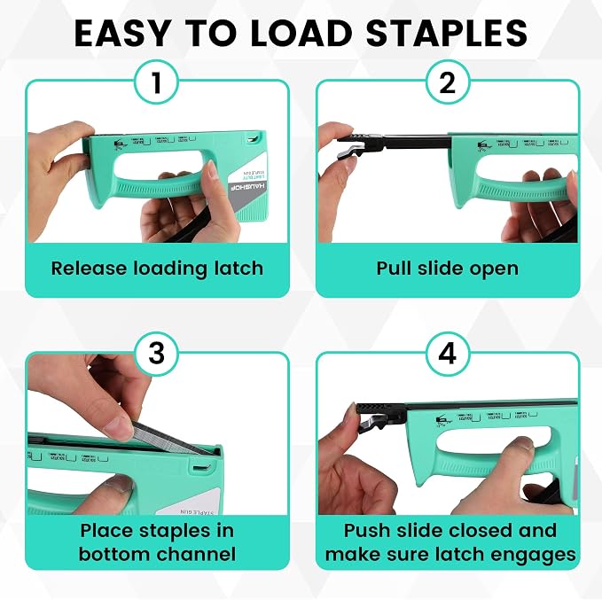 HAUSHOF Light Duty Staple Gun, Upholstery Staple Gun with 800PCS JT21 Staples and Stapler Remover, Fits JT21 Staple of 1/4'', 5/16'' & 3/8'', Used for Wood, Classroom, Crafts, DIY, Decoration (Green) | Upholstery Staple Gun Fits JT21 Staple of 1/4'', 5...