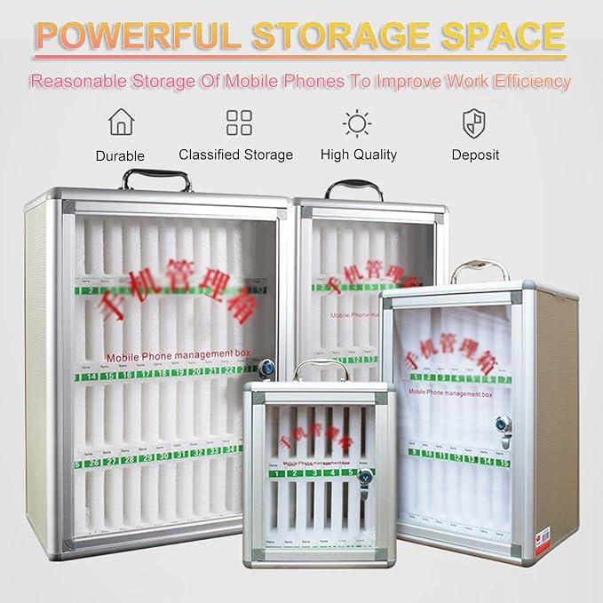 12/24/36/48/60 Slots - Cell Phones Storage Cabinet, for School, Office - Durable and Stylish, Aluminum Alloy Cell Phones Holder Storage Box (Size : 12)
