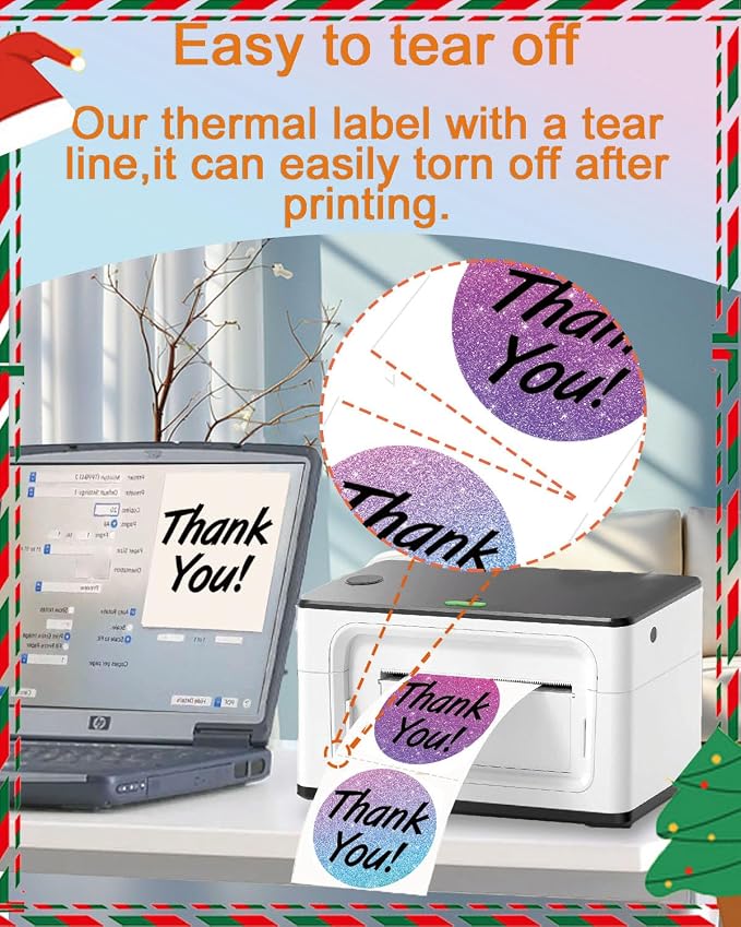 2 x 2 Round Thermal Labels, Thermal Printer Label Stickers for DIY Logo Design, Name Tag, Addressing, Food Labeling, Office Supplies, Shipping Thanks Card, 2 inch 500 PCS/Roll, 4 Color