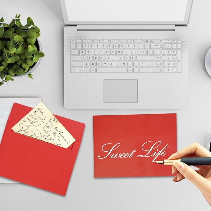 50pcs packed Red Envelopes,A4Envelopes, printable invitation envelopes,4x6 envelopes, suitable for weddings, invitations, photos, postcards, greeting cards, mailings