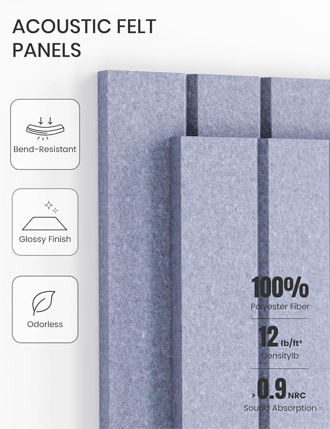 Fluxynara 36" x 24" Large Felt Bulletin Board, Soft Periwinkle | 6 Pack Cork Board Alternative with 30 Safe Adhesive Tabs, Pin Boards for Wall Decor, Home, Office, Classroom,Dorm