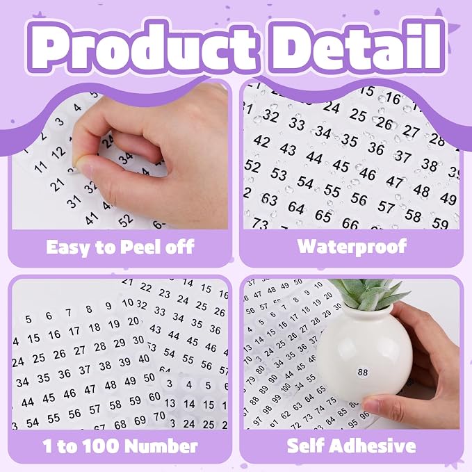12600Pcs Number Stickers Small 1 to 100 Round Numbered Sticker,White | 0.4 Inch Self Adhesive,Consecutive Labels Stickers,for Storage Organizing,Inventory,Office,Home,Indoor Outdoor