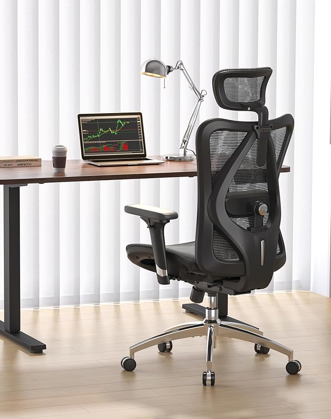 SIHOO M57 Ergonomic Office Chair, Mesh Back Desk Chair with 3D Armrests | Lumbar Support & Adjustable Headrest, Comfortable Computer Chair, Office Chair Hold 330 LBS, Home Office - Black