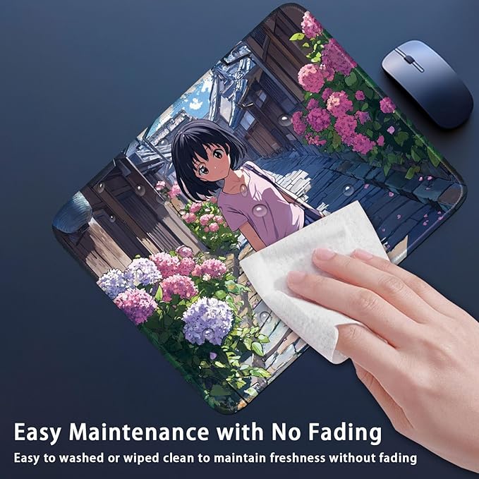 Anime Style Girl Pattern, Aesthetic Mouse Pad Small Mouse Pad Computer Mouse Pad Cool Mouse Pad Gaming, 26x21cm