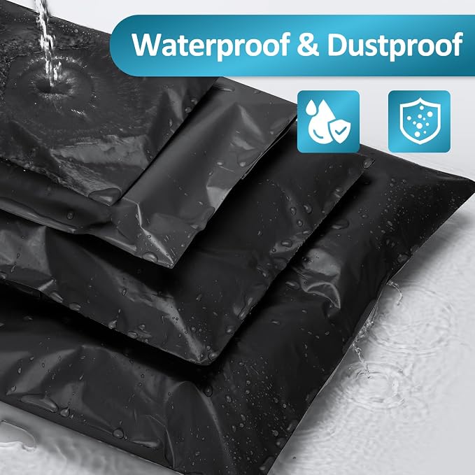UCGOU 30 Pack Not Padded Black Poly Mailers Variety Pack, 10x13 Inch & 12x15.5 Inch & 14.5x19 Inch, Shipping Bag for Clothing Self-sealing Adhesive Poly Mailers Assorted Sizes for Small Business
