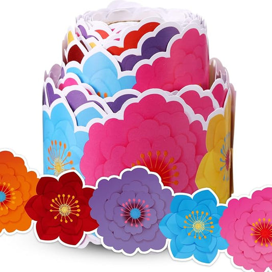 32.8 Ft Flower Bulletin Board Border Fiesta Scalloped Trim | Spanish Design for Hispanic Heritage Month, Colorful Scalloped Borders, Classroom Office Party School Bulletin Boards Decor