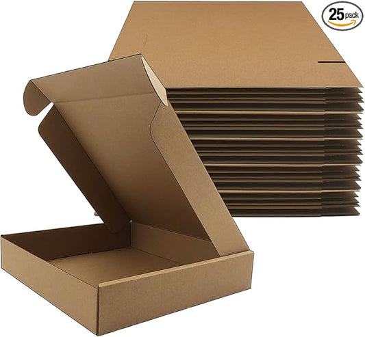 11x10x2 Inches Shipping Boxes Set of 25, Brown Corrugated Mailing Cardboard Box Literature Mailer for Packing Small Business Moving and Storage,E-Commerce Packaging (11"×10“×2”)