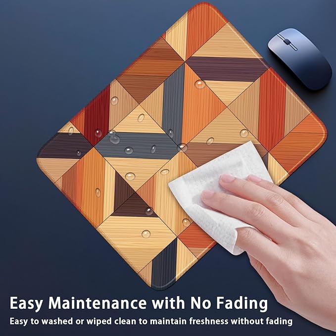 Imitation Wooden Tile Pattern, Brown Aesthetic Computer Mouse Pad, 26x21cm
