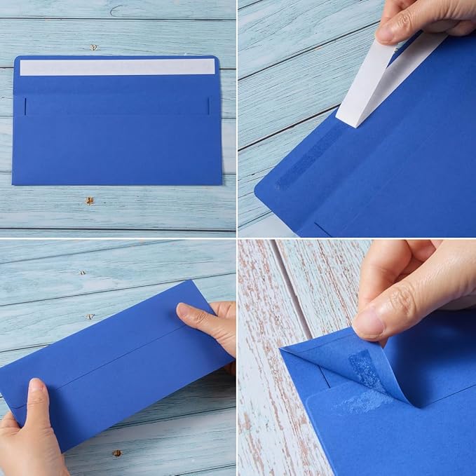 50 Pack #10 Business Envelopes, 4 1/8 x 9 1/2 Inches, Blue | Self Seal, Standard Business Envelopes For Greeting cards, Letter Mailing, Invitation