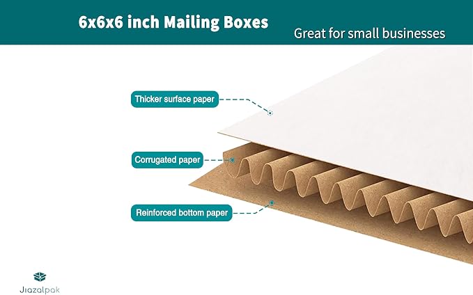 6x6x6 inch Shipping Boxes, 6x6 White Small Box, 15 Pack | 6" Box for Coffee Mugs, Crafts, Candles, Gifts, Mailing, Packaging, Storing, Corrugated Cardboard, with Fragile Stickers