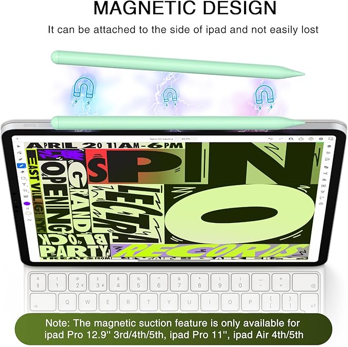 Stylus Pen for iPad 2018-2025, 15 Mins Fast Charging Pencil 1st Gen with Tilt & Palm Rejection Digital Pens Stylus Pens for iPad 6-11, Air 3/4/5/M2/M3, Mini 5/6/7, Pro 11"/12.9"/M4 M5 (Green)