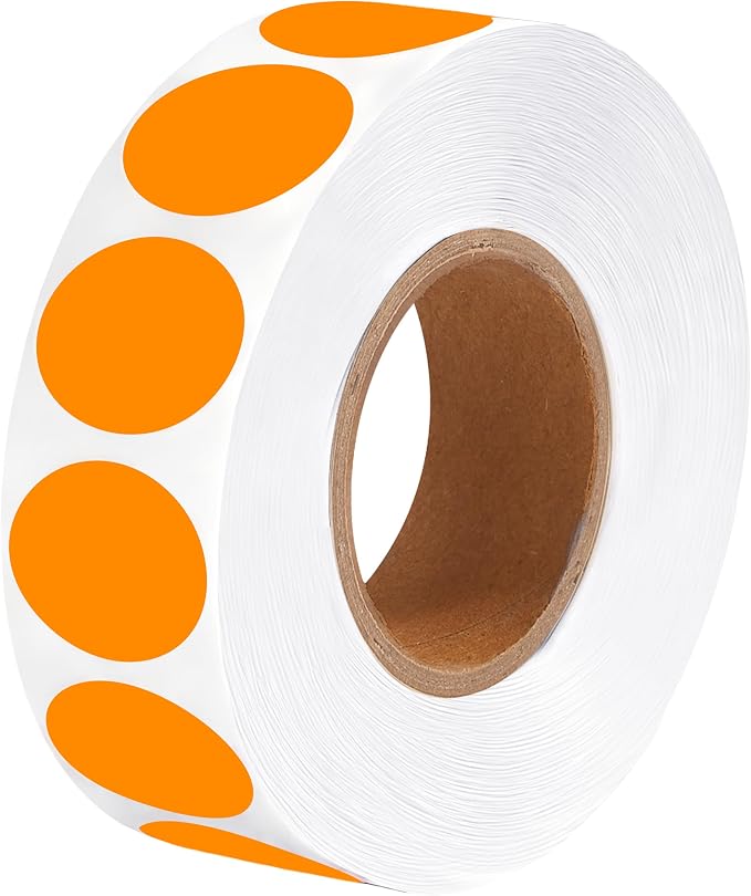 1000 Pcs Round Stickers 1 Inch Color Circle Dot Stickers Small Code Labels for Office Shop Yard Sale Home Classroom Marking (Orange, 1 inch)