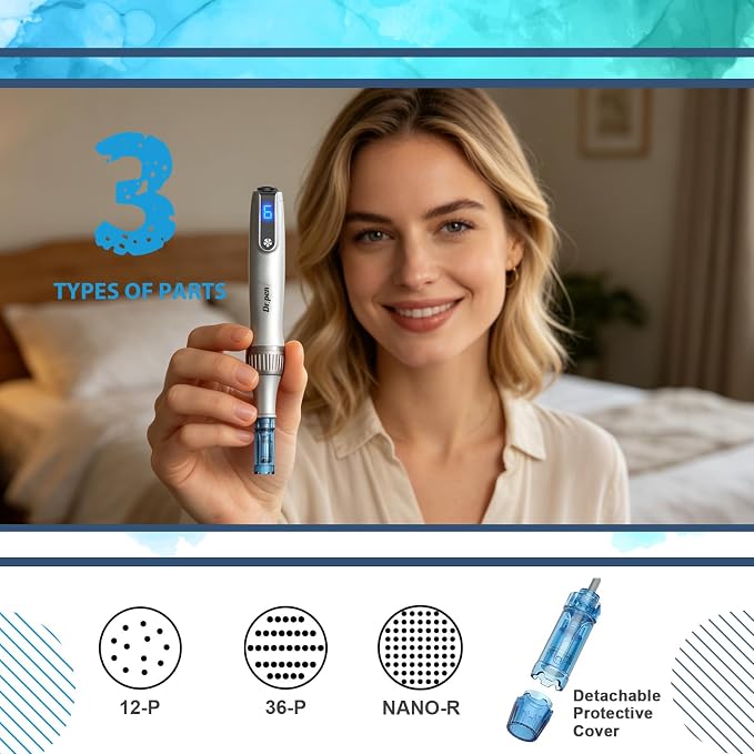 Dr Pen M8S Microneedle Roller Pen for Home Use - Microneeding Derma Roller Pen for Women Men - Micro Needle Roller Pen for Skin Tools-0.24MM