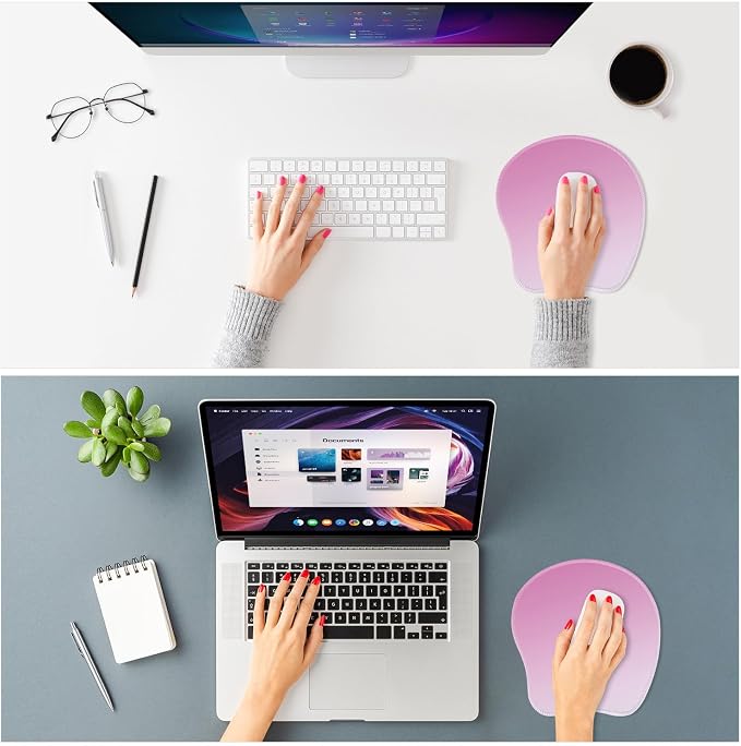 ITNRSIIET Mouse Pad Non-Slip Rubber Base Smooth Surface Stitched Edges Waterproof Durable Compatible with All Mice for Office & Gaming, Desk Accessory, 8.7x8.3x0.12 inch, Blush Gradient