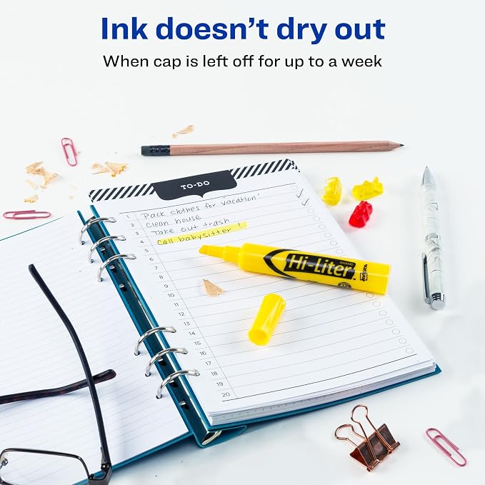 Avery Hi-Liter Desk-Style Highlighters, Smear Safe Ink, Chisel Tip, 12 Yellow Highlighters (07742)