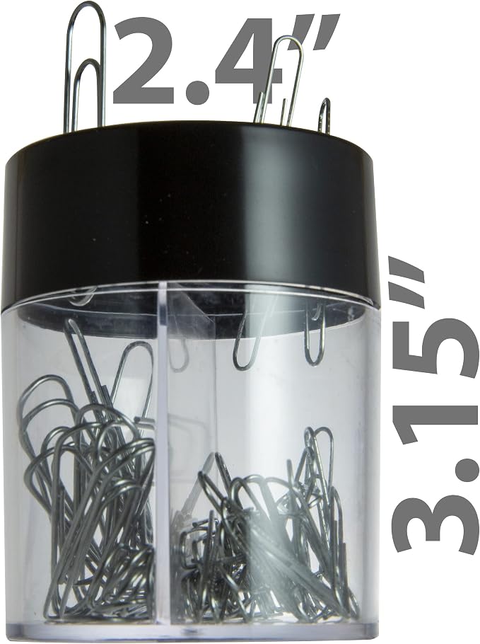 Officemate Magnetic Clip Dispenser, Large/Round, 200 Clip Capacity, Black/Smoke (93692)