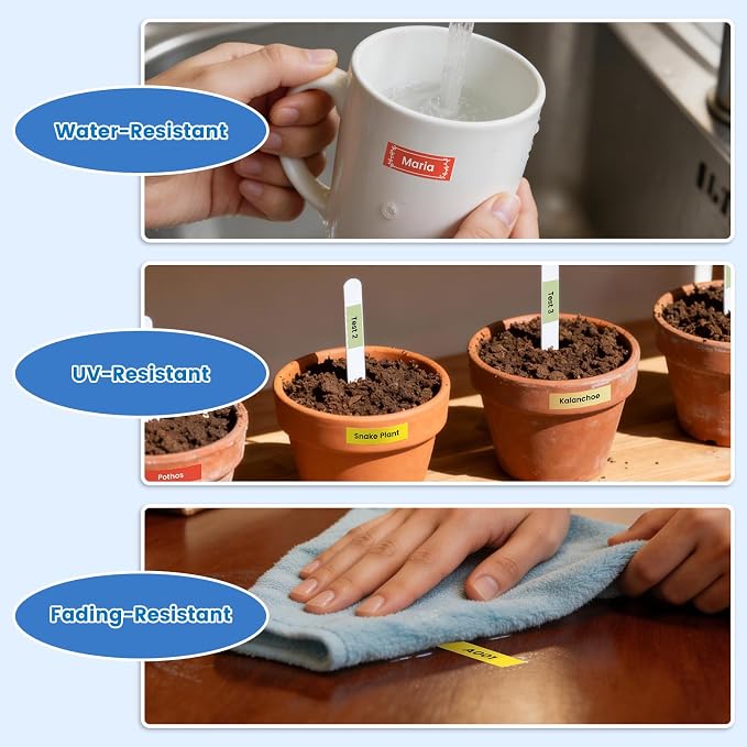 6X Colored Label Compatible with DYMO Label Maker Refills D1 1/2 Inch 23 Ft | Colored Warning Set (Mint Green/Pale Yellow/Yellow/Gold/Red/Black), For labelmanager 160 210D 260P 280 360D 420P 500TS 640CB