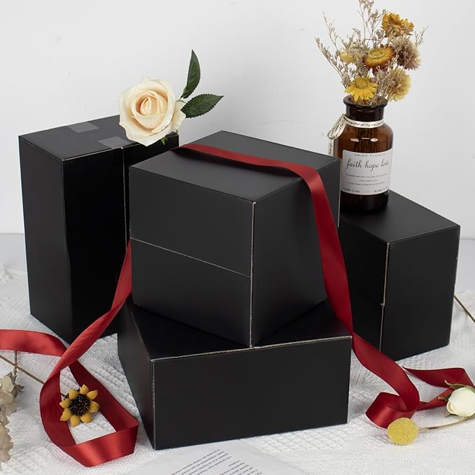 6x6x6 Inch Small Shipping Boxes 30 Pack, Black Corrugated Cardboard Box, Mailing Packaging Boxes for Small Business