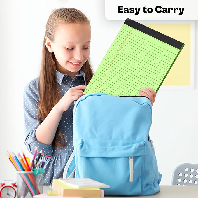 4 Pack Green Legal Pads 8.5 x 11 Green Note Pads 8.5 x 11 Notepad 8.5 x 11 Micro Perforated Writing Pads Lined Paper Pads Wide Ruled Pad of Paper 30 Sheets Notebook for Study, To-Do Lists, Office