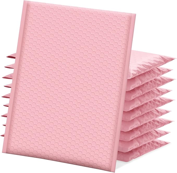 UCGOU Bubble Mailers 10.5x16 Inch 40 Pack Usable Size 10.5x15 Inch Large Padded Envelopes Light Pink Waterproof Packaging Bags for Shipping Self Seal Strong Adhesion Envelopes for Jewelry Supplies