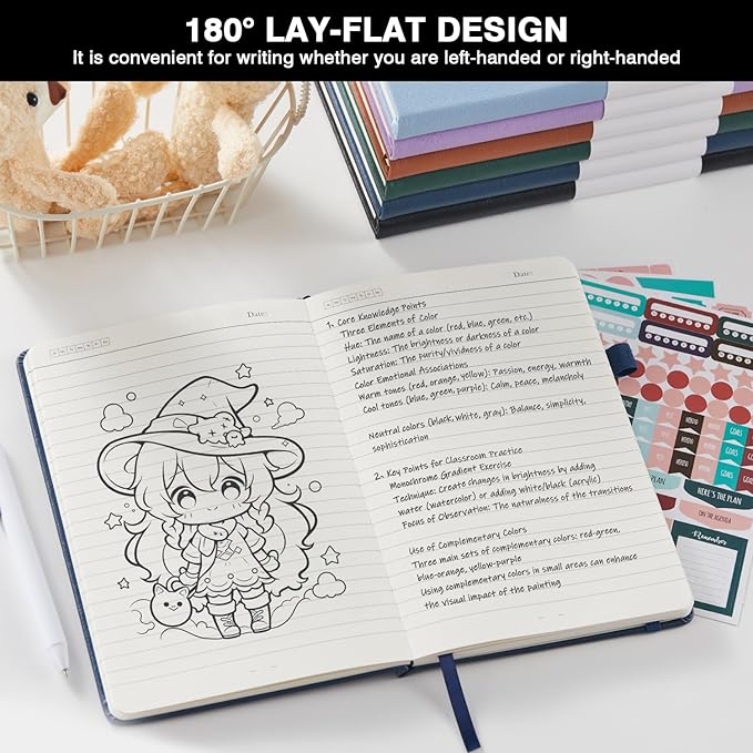 (3 Pack) Lined Journal Notebook with Pen, A5 (5.7"x8.4") Leather Hardcover Journaling Notebooks for Women Men Work, 160 Pages per Note Book, 100GSM Paper, School Office Supplies, Black