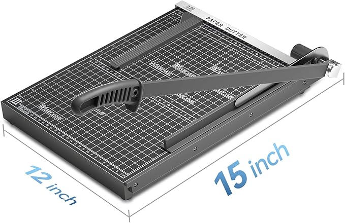 15 inch Guillotine Paper Cutter, LOTHANEK Heavy Duty Metal Base Cutting Machine B4 A4 Paper Trimmer with Guide Ruler, Cutting 15 Sheets for Commercial Home Office (Black)
