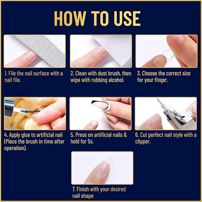 Valitic Strong Nail Glue and Strengthener for Acrylic and Press On Nails - Quick Dry Brush On Gel for Long Lasting Effect - Adhesive Nail Bond for False Nails with Tips Strengthener - 3 Pack